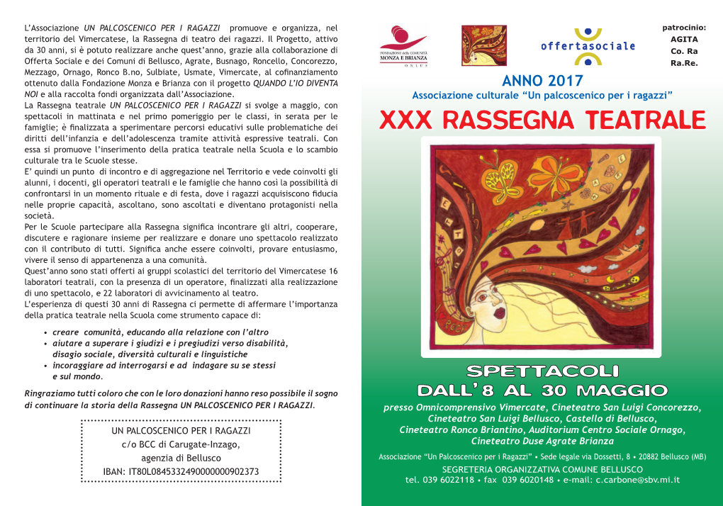 XXX RASSEGNA TEATRALE Diritti Dell’Infanzia E Dell’Adolescenza Tramite Attività Espressive Teatrali