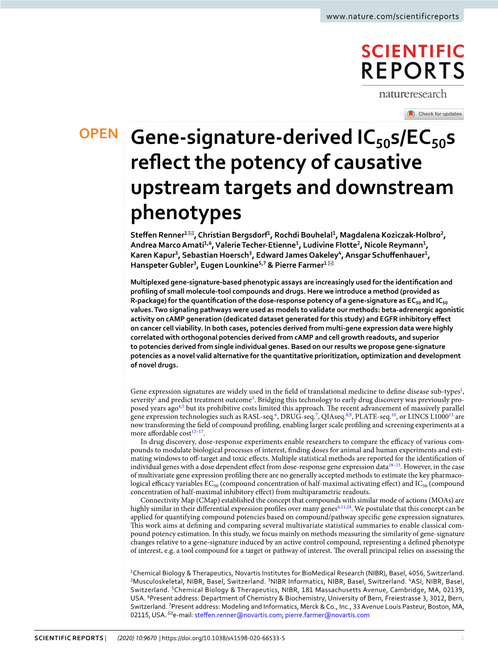 Gene-Signature-Derived Ic50s/Ec50s Reflect the Potency of Causative