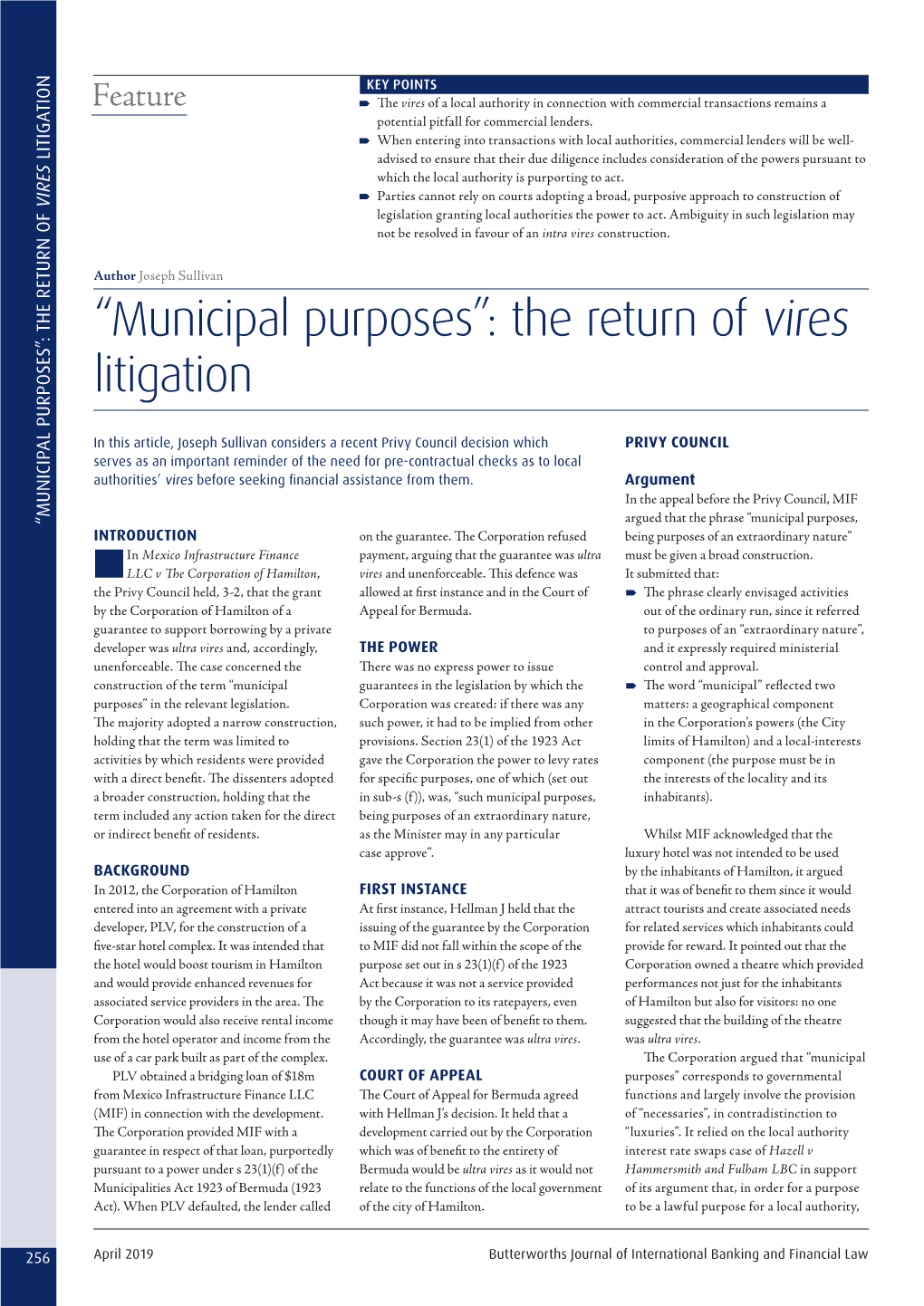 “Municipal Purposes”: the Return of Vires Litigation