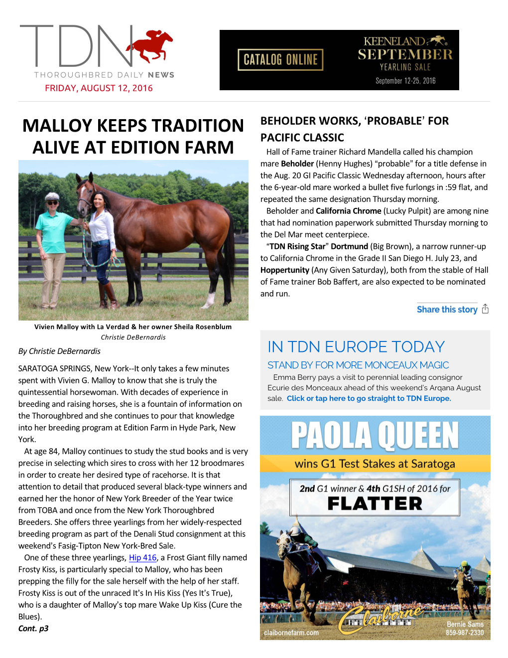 Malloy Keeps Tradition Alive at Edition Farm Cont