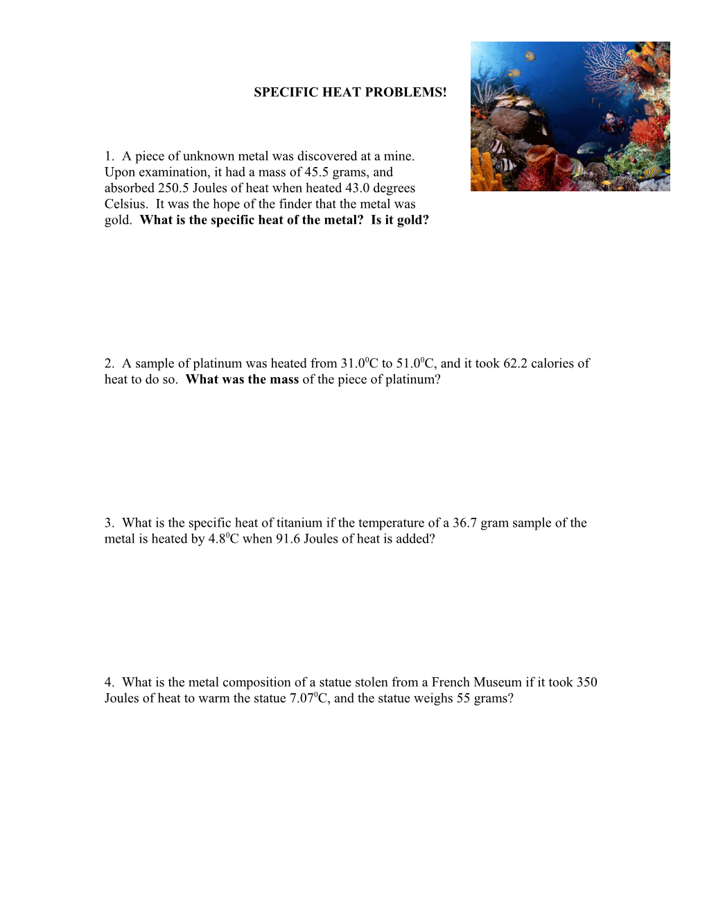 Specific Heat Problems