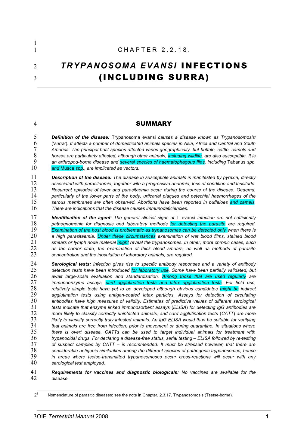 Trypanosoma Evansi Infections (Including Surra)