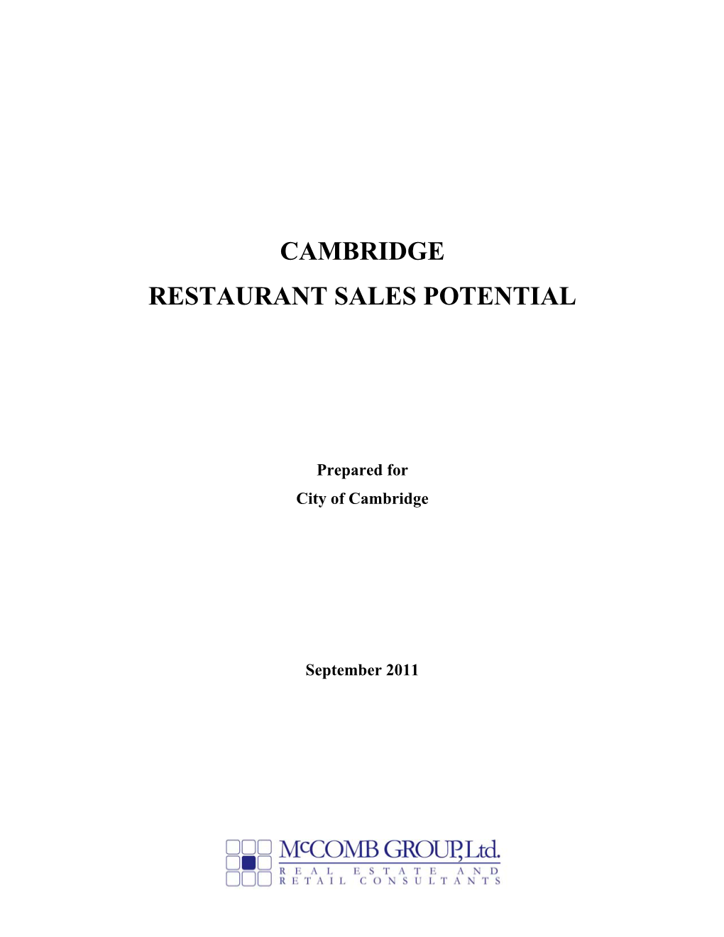 Cambridge Restaurant Sales Potential