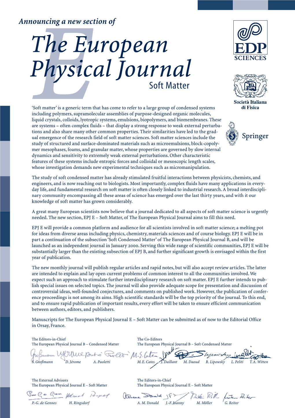 The European Physical Journal E Soft Matter
