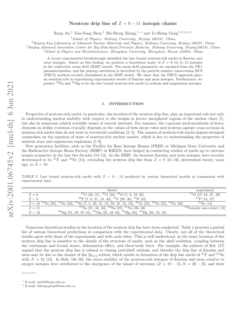 Arxiv:2001.06745V2 [Nucl-Th] 6 Jun 2021 Osrit Nteeuto Fsaeo Eto-Ihncermat Nuclear [5–9]