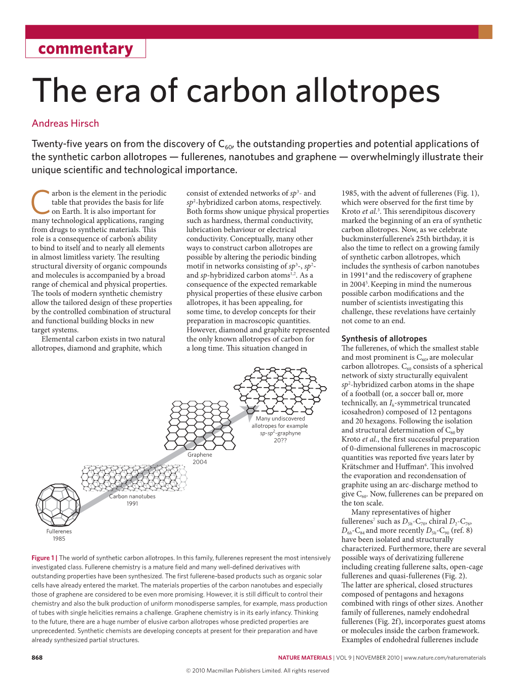 The Era of Carbon Allotropes Andreas Hirsch