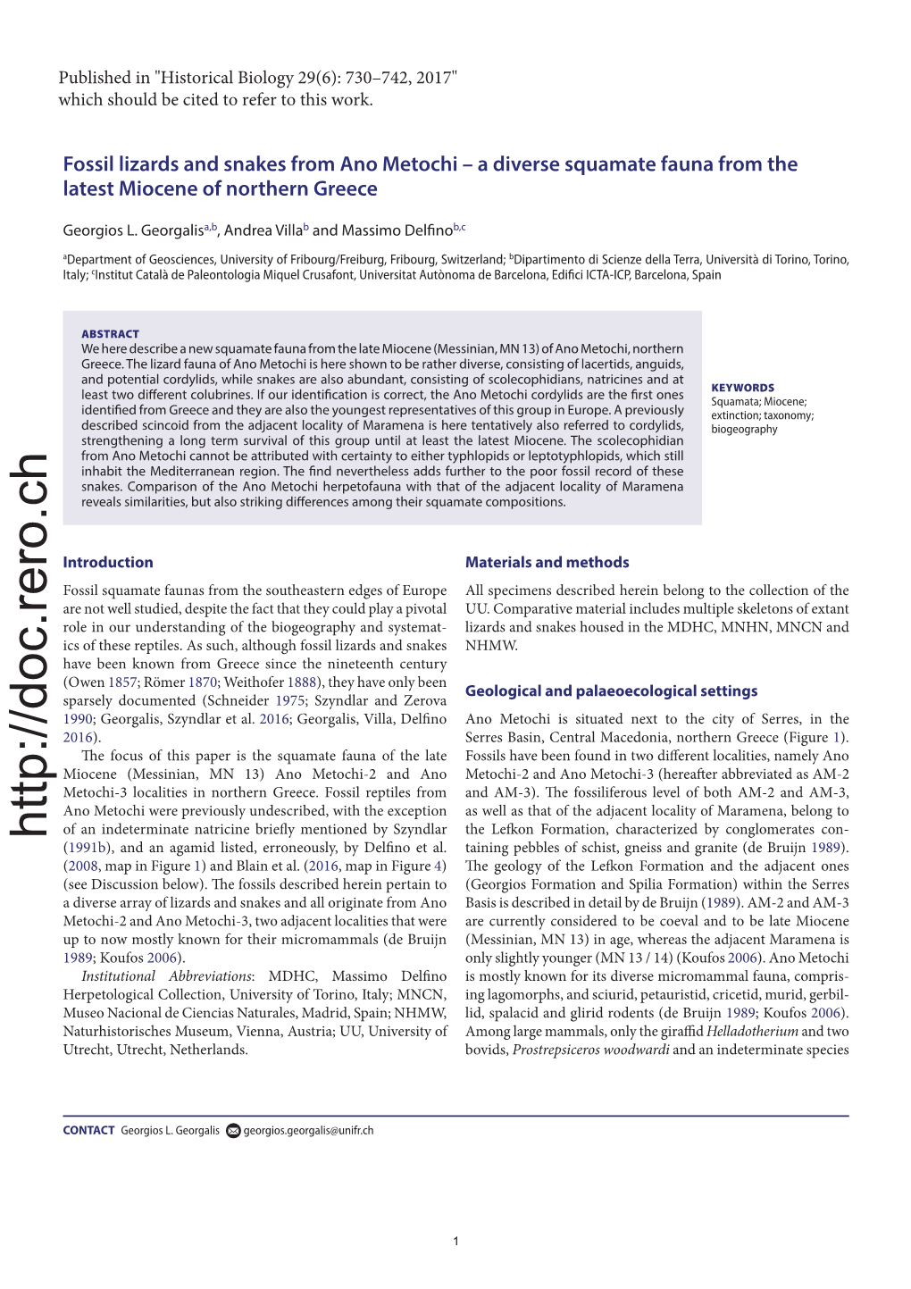 Fossil Lizards and Snakes from Ano Metochi – a Diverse Squamate Fauna from the Latest Miocene of Northern Greece