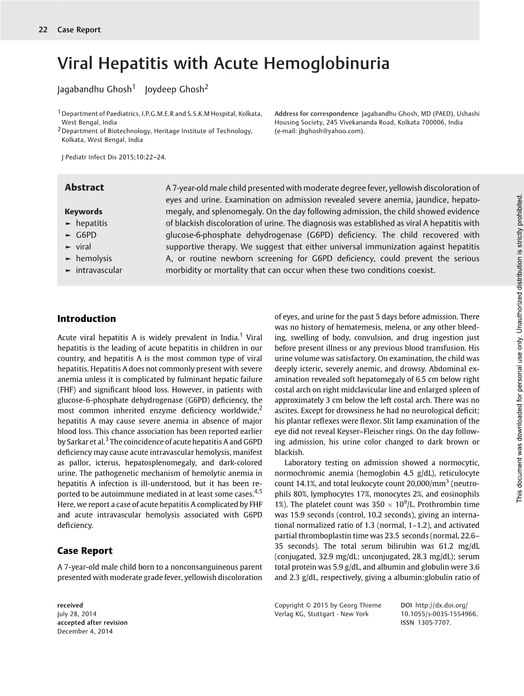 Viral Hepatitis with Acute Hemoglobinuria