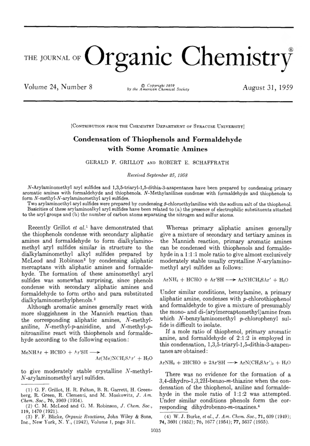 The Journal of Organic Chemistry 1959 Volume 24 No.8