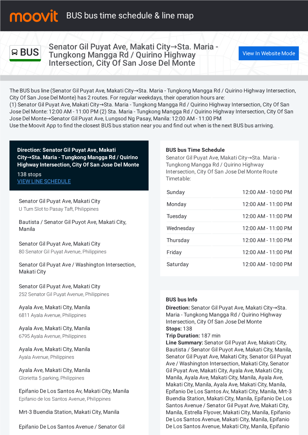 BUS Bus Time Schedule & Line Route