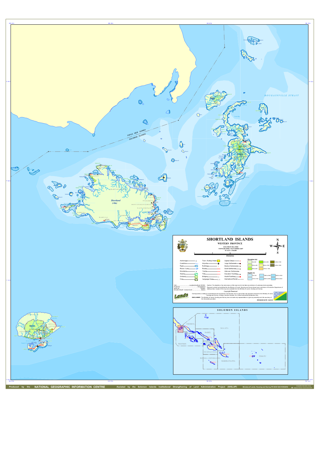 SHORTLAND ISLANDS WESTERN PROVINCE SOLOMON ISLANDS TOPOGRAPHIC MAP SERIES 2007 SCALE 1:150,000 5  0 10 20 Kilometres