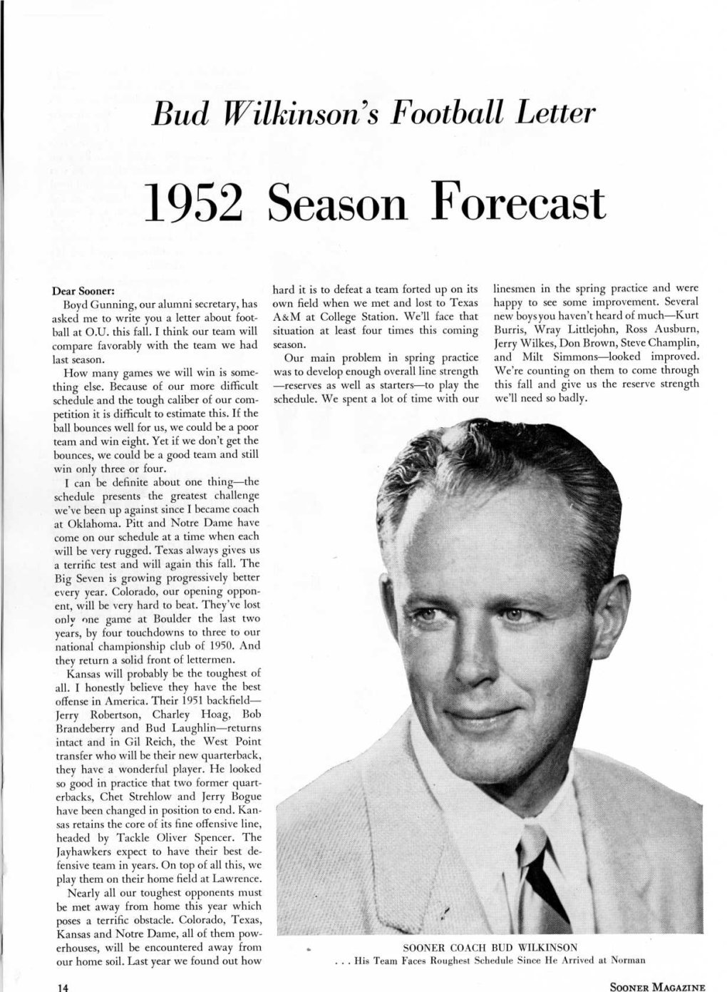 1952 Season Forecast