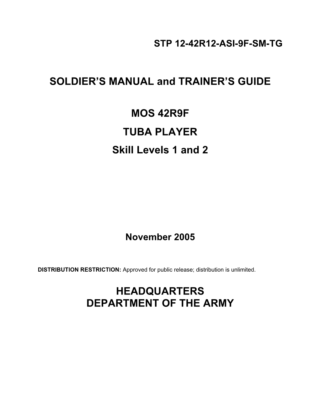SOLDIER's MANUAL and TRAINER's GUIDE MOS 42R9F TUBA