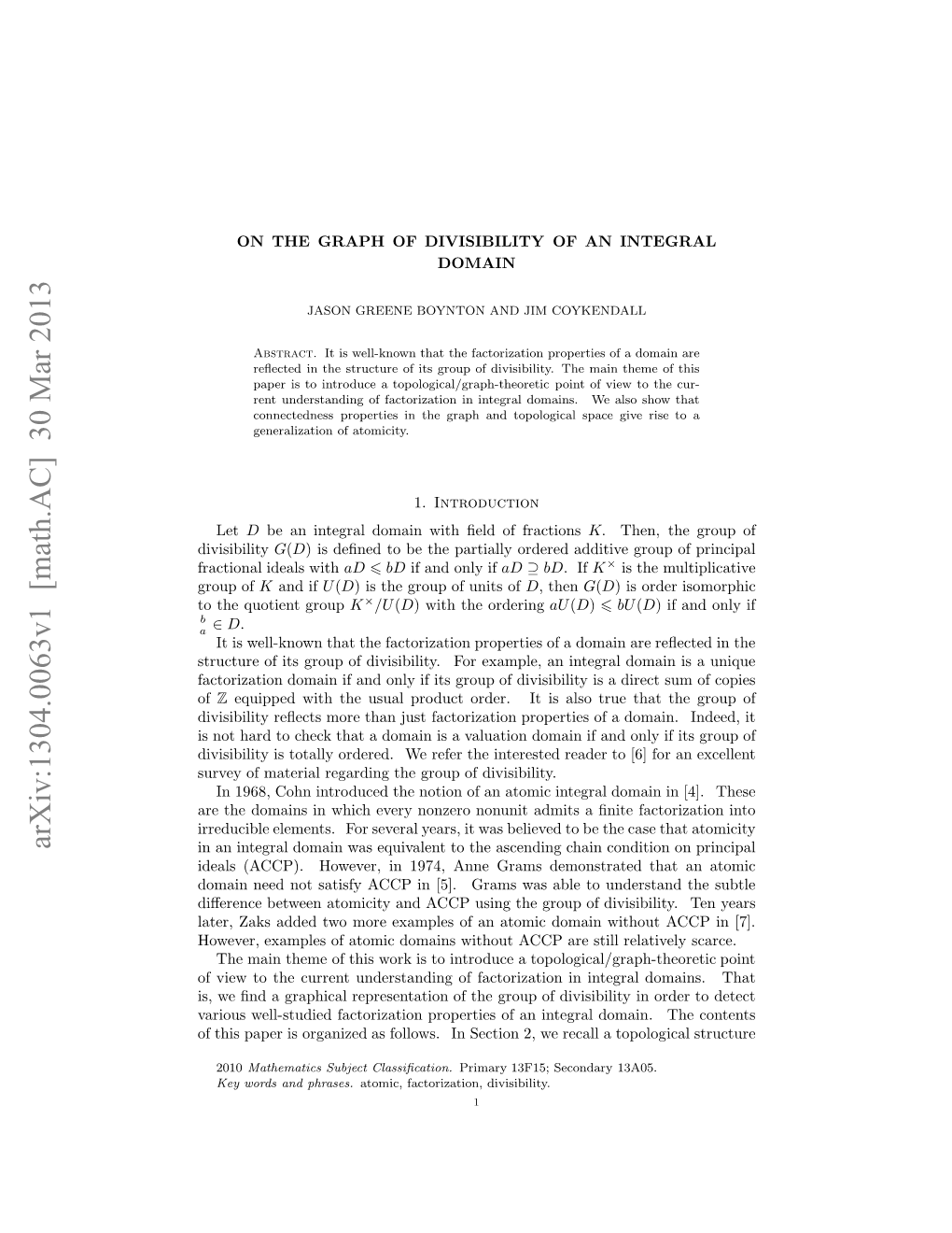 On the Graph of Divisibility of an Integral Domain