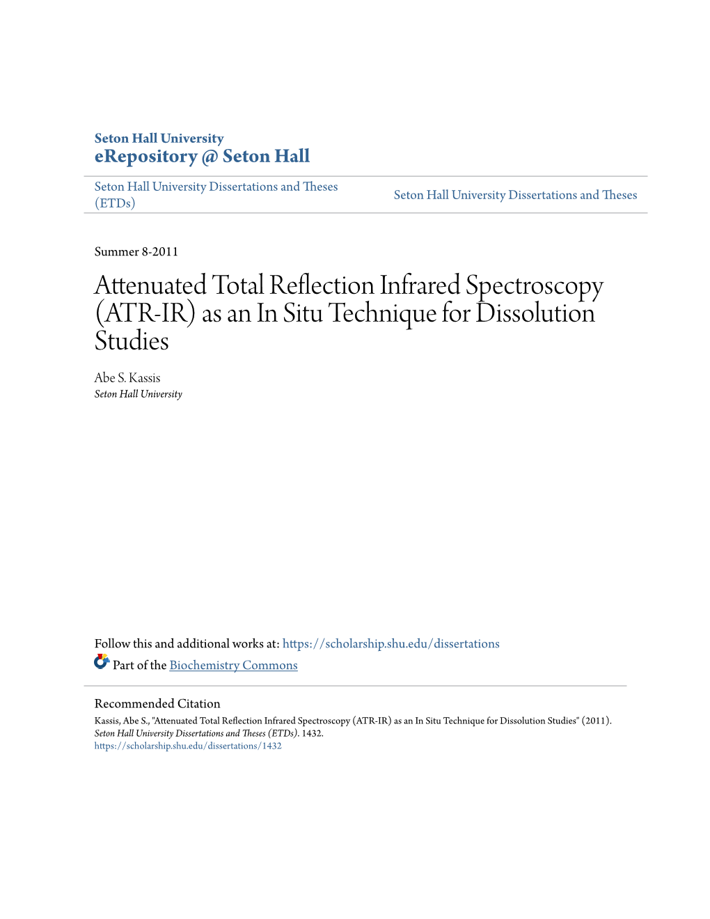 Attenuated Total Reflection Infrared Spectroscopy (ATR-IR) As an in Situ Technique for Dissolution Studies Abe S