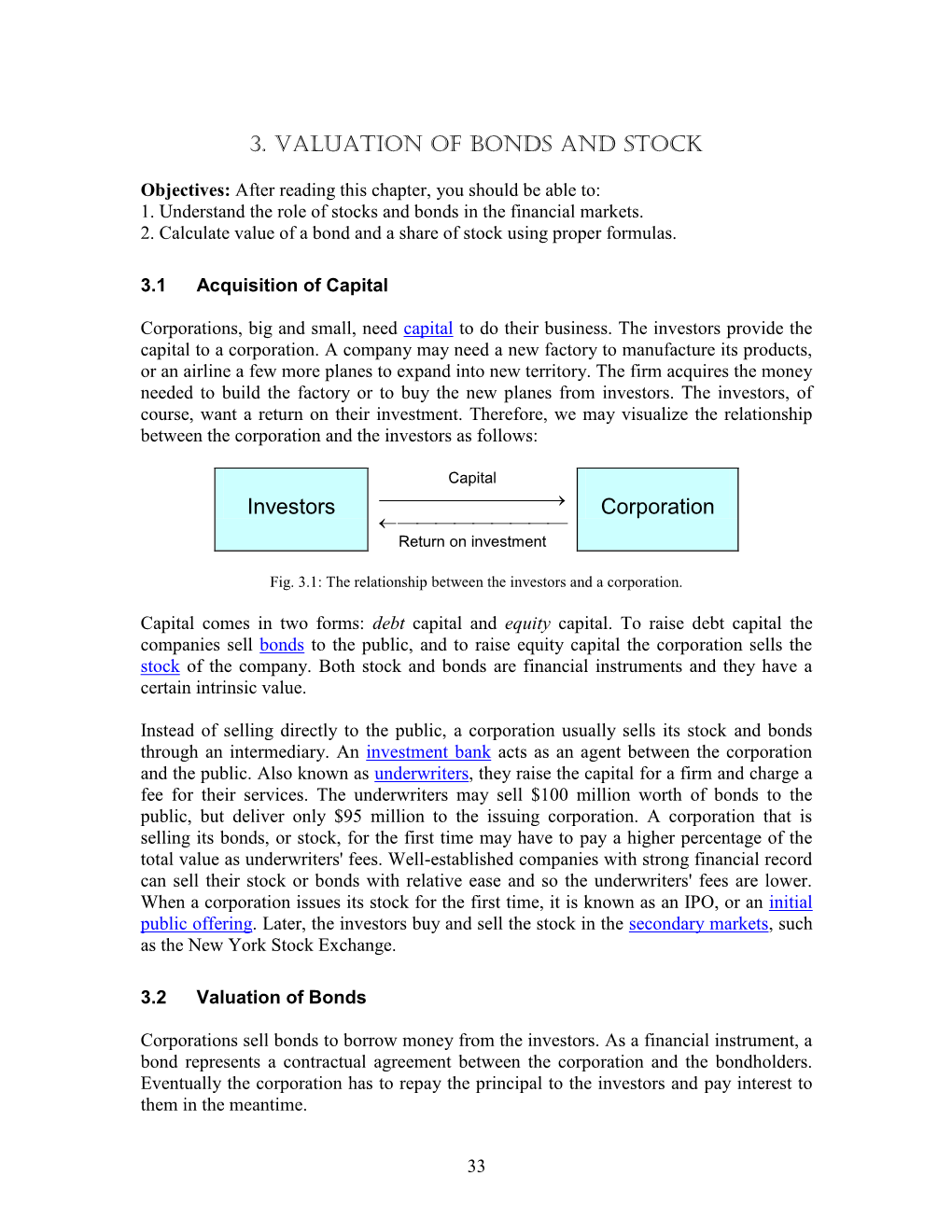 3. VALUATION of BONDS and STOCK Investors Corporation