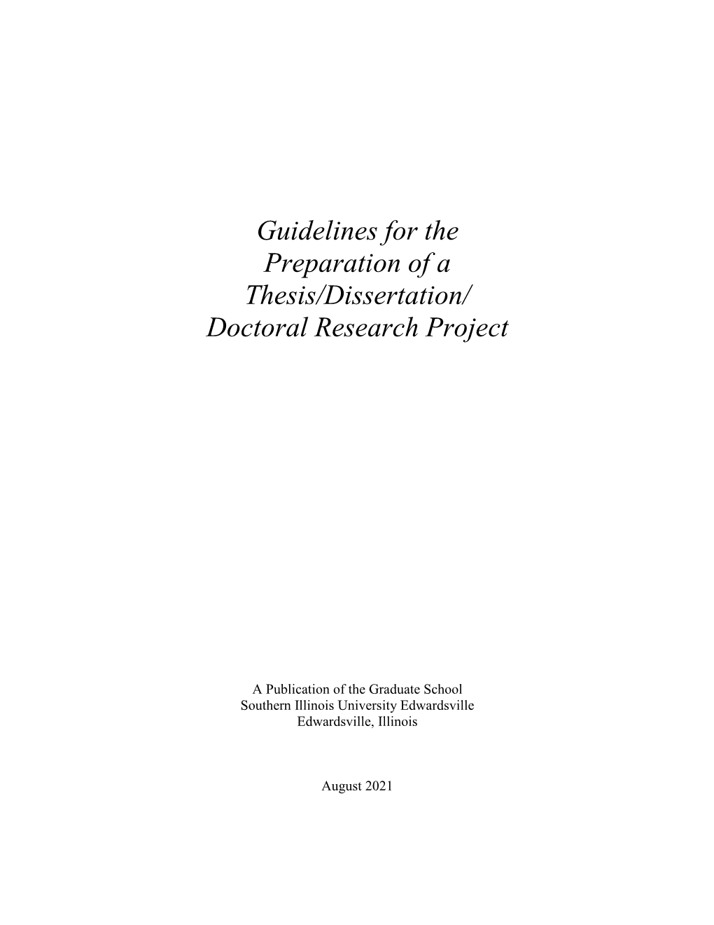 Graduate School Thesis Guidelines