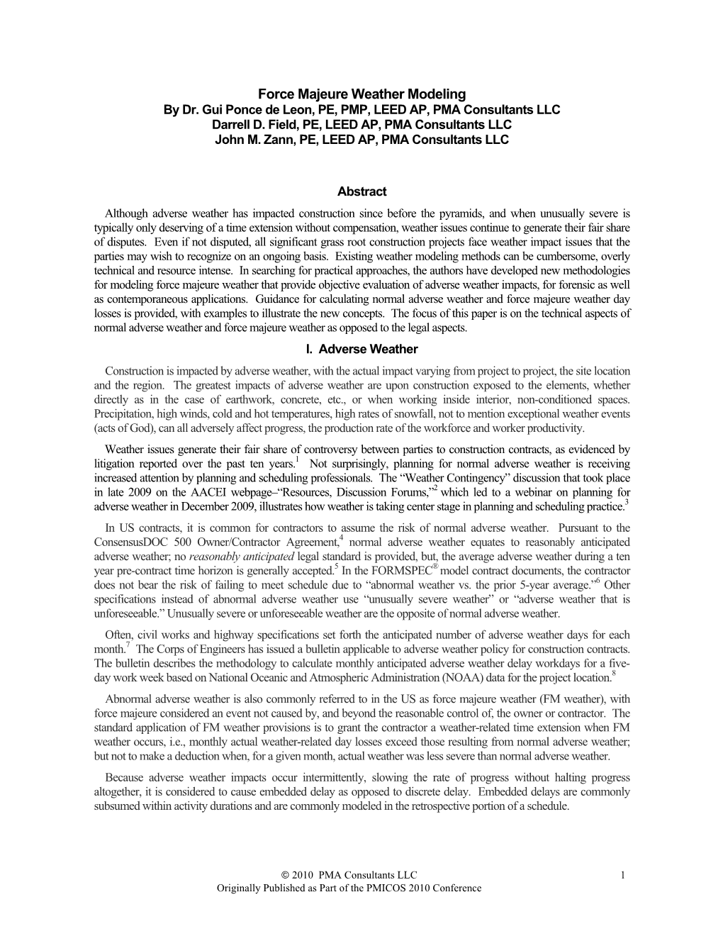 Force Majeure Weather Modeling by Dr