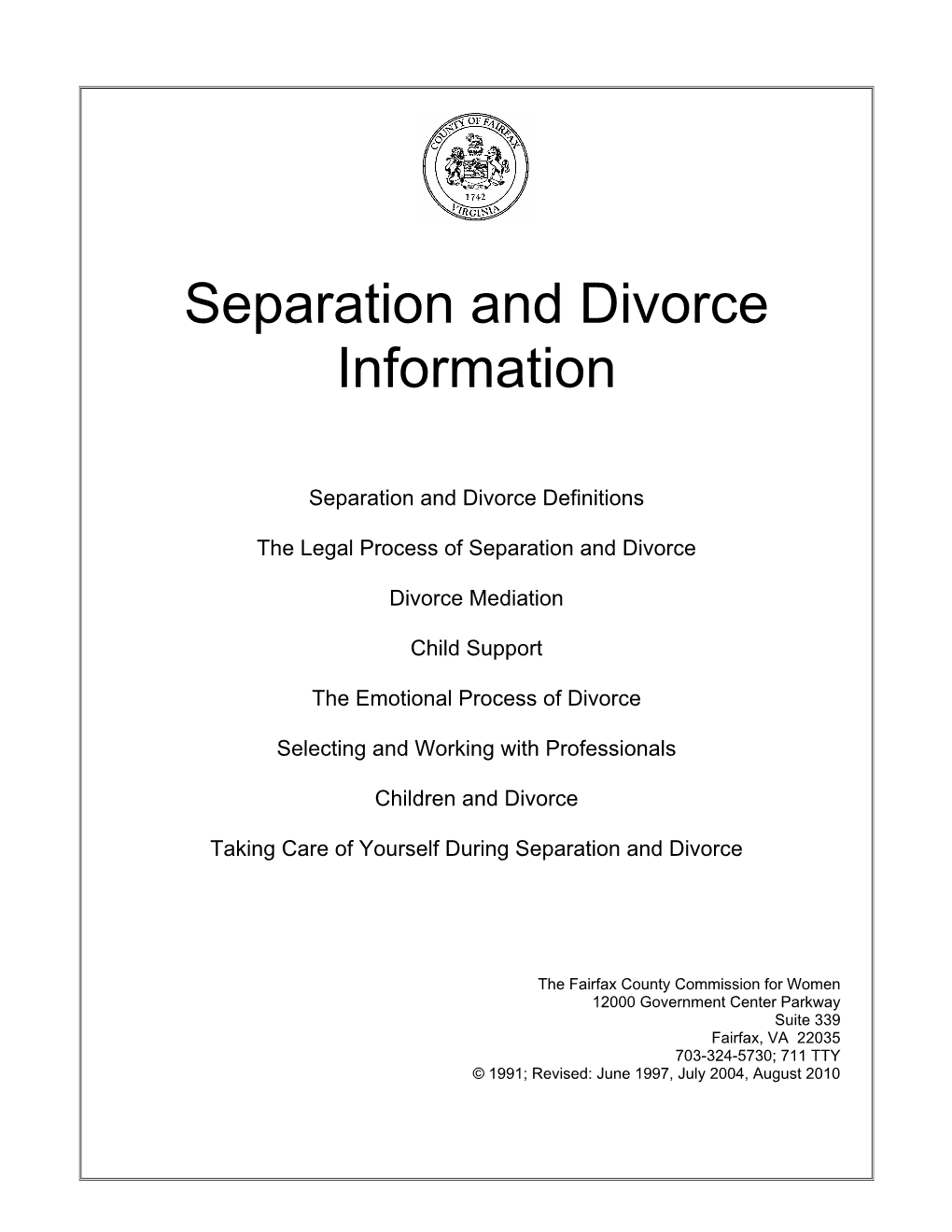 Separation and Divorce Information