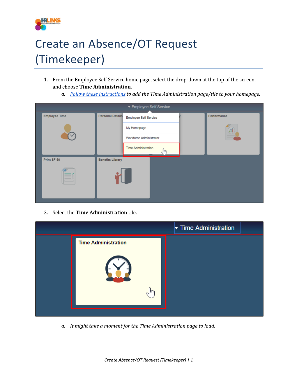 Create an Absence/OT Request (Timekeeper)