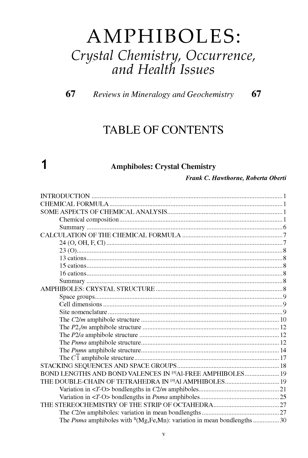 AMPHIBOLES: Crystal Chemistry, Occurrence, and Health Issues