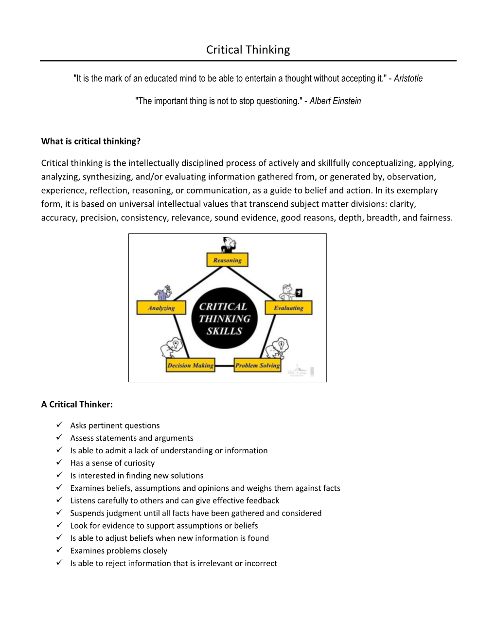 Critical Thinking STARS Handout Finalx