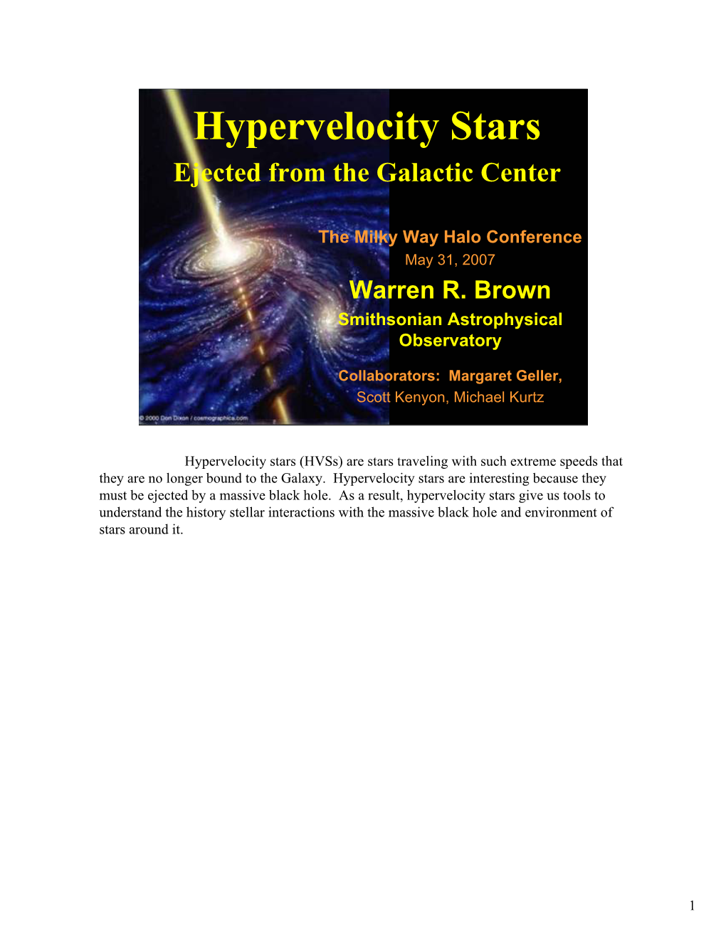 Hypervelocity Stars Ejected from the Galactic Center