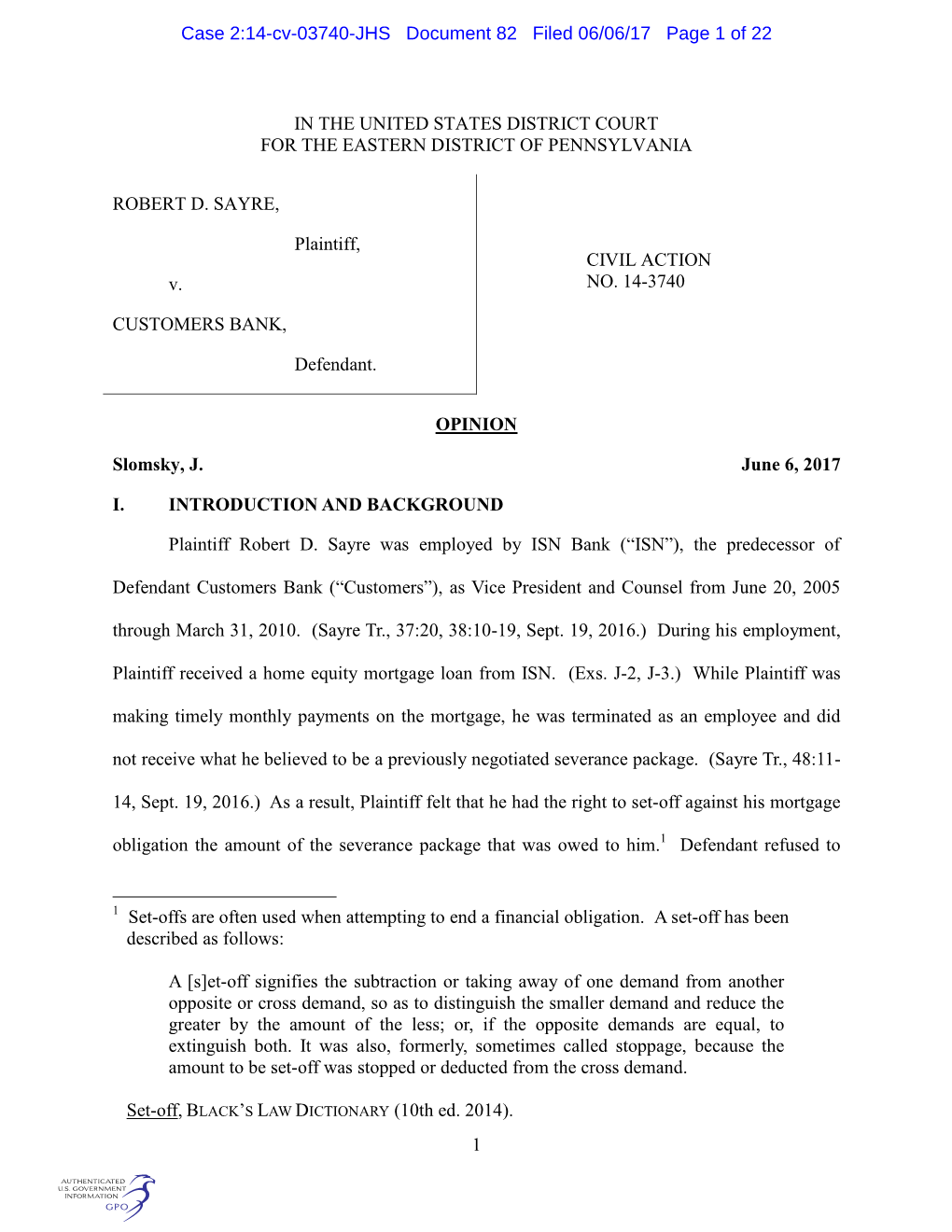 Case 2:14-Cv-03740-JHS Document 82 Filed 06/06/17 Page 1 of 22