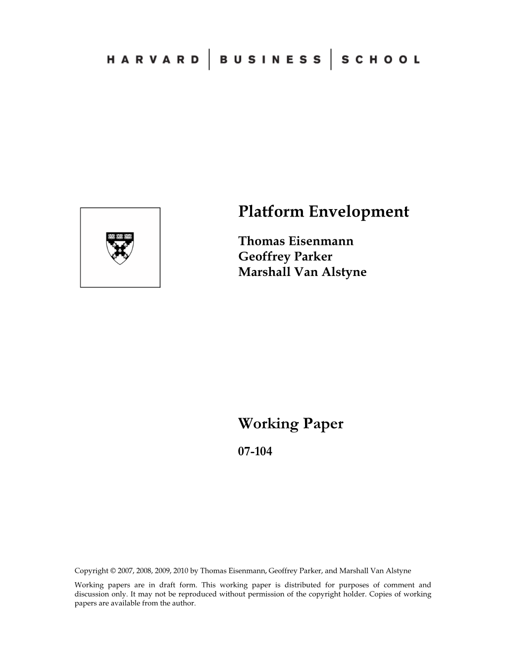 Platform Envelopment Working Paper