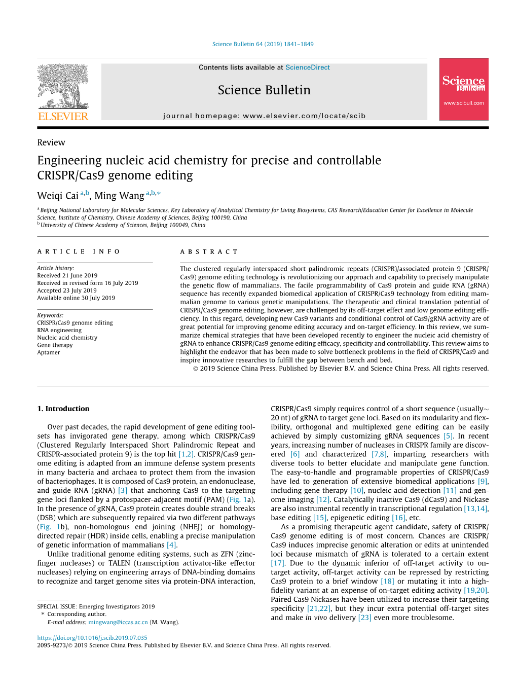 Engineering Nucleic Acid Chemistry for Precise and Controllable CRISPR