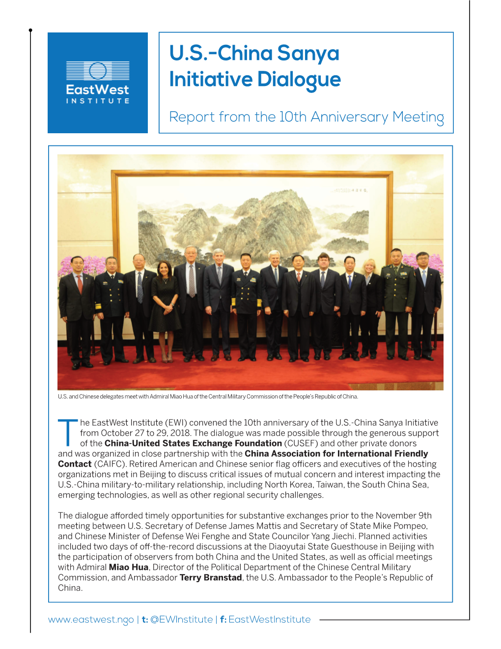 U.S.-China Sanya Initiative Dialogue