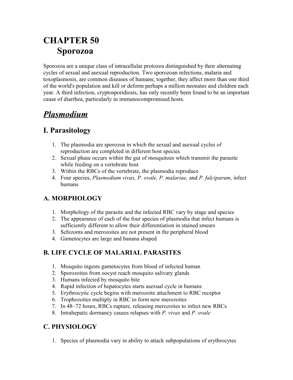 Sporozoa Are a Unique Class of Intracellular Protozoa Distinguished by Their Alternating