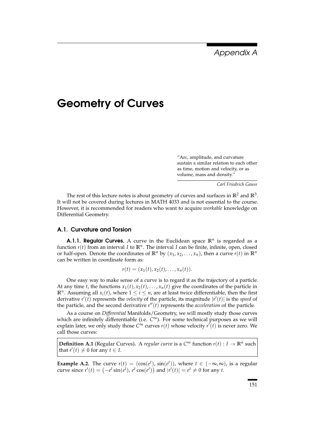 Geometry of Curves