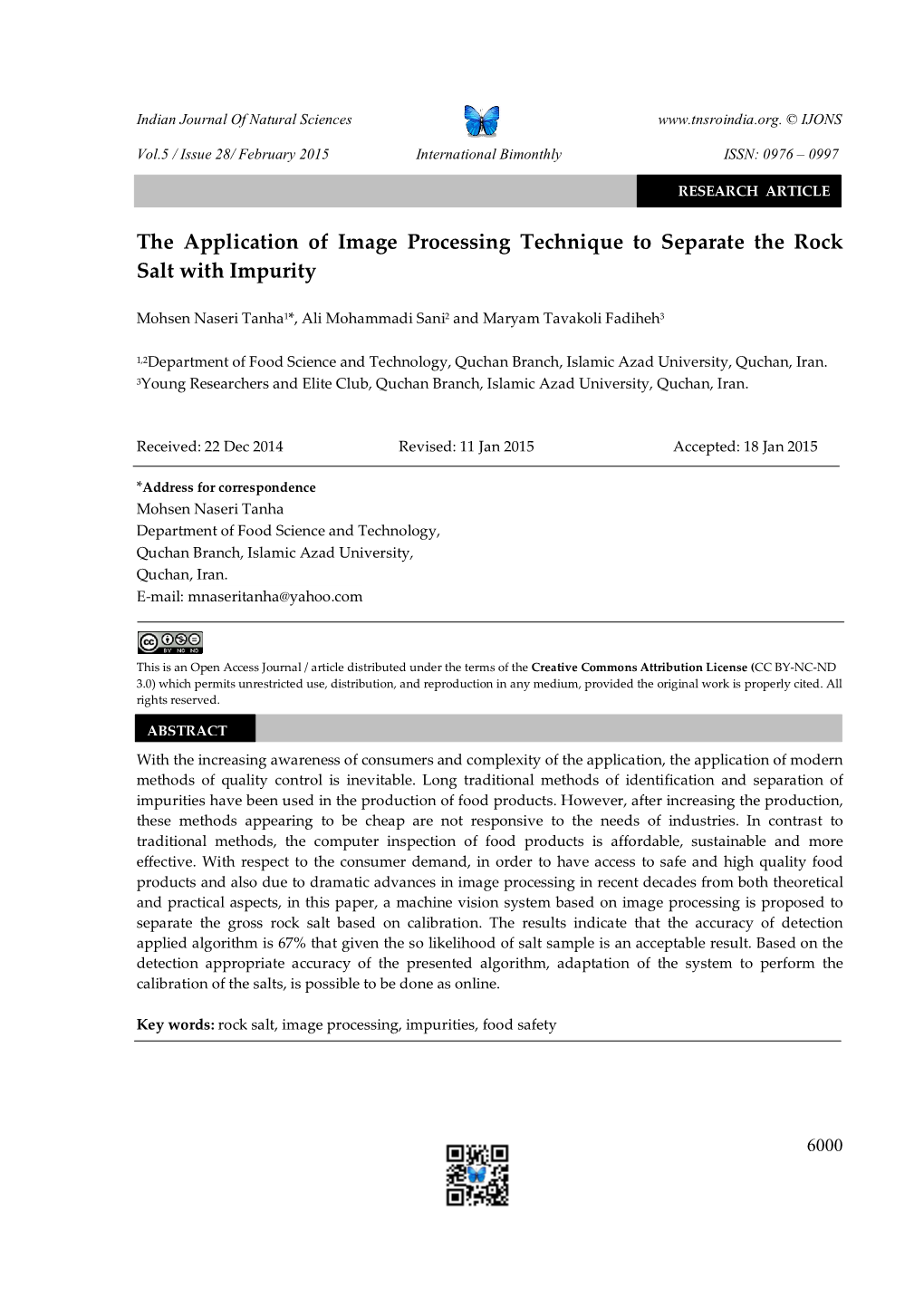 The Application of Image Processing Technique to Separate the Rock Salt with Impurity