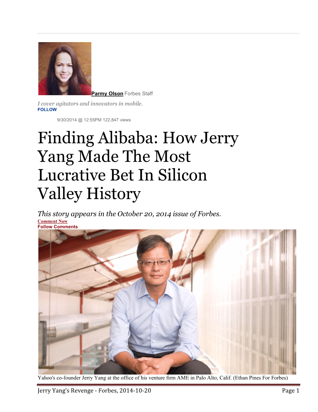Finding Alibaba: How Jerry Yang Made the Most Lucrative Bet in Silicon Valley History