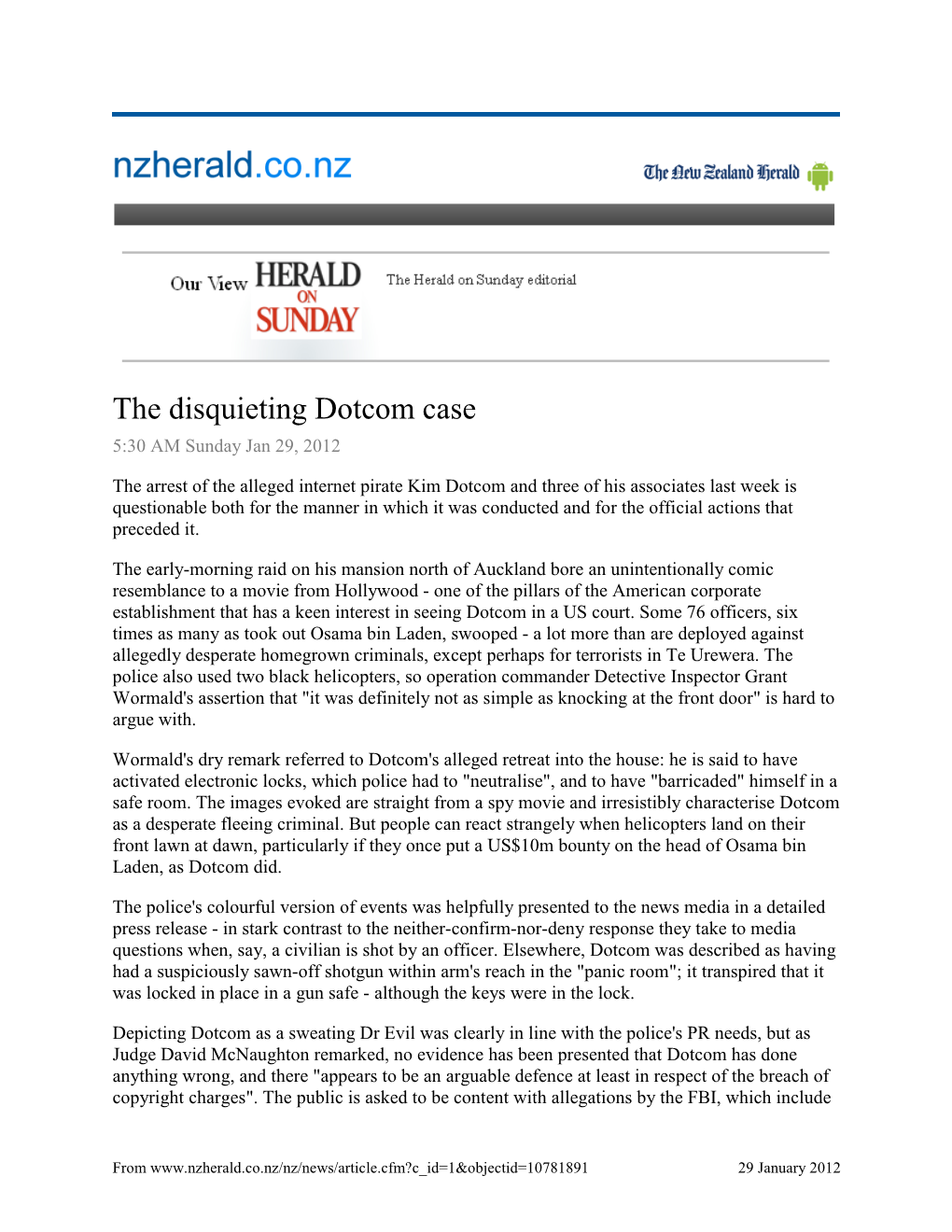 The Disquieting Dotcom Case 5:30 AM Sunday Jan 29, 2012