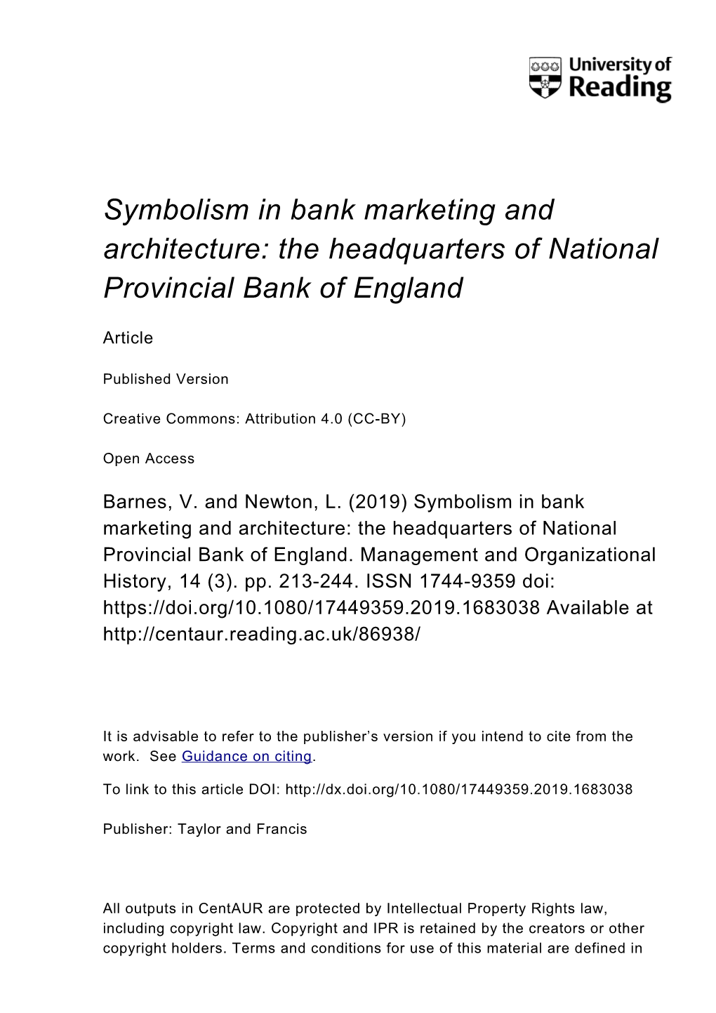 The Headquarters of National Provincial Bank of England