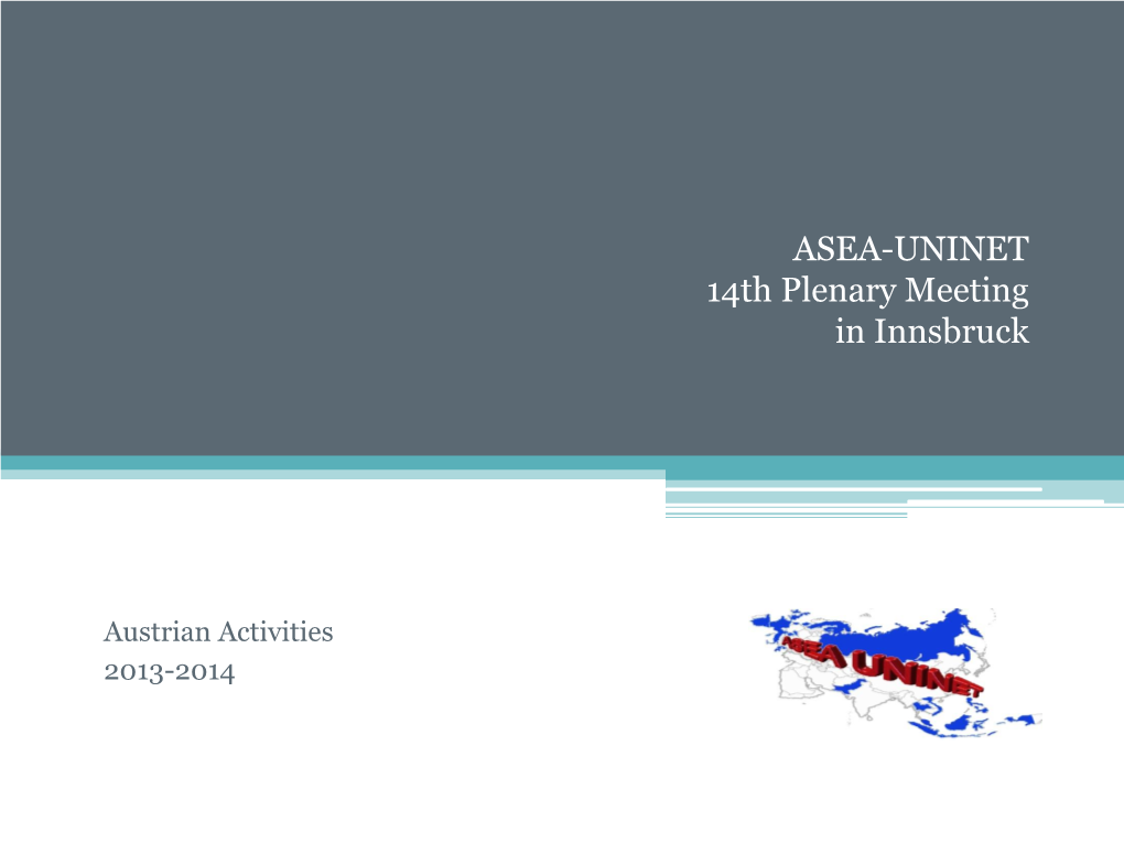 ASEA-UNINET 14Th Plenary Meeting in Innsbruck