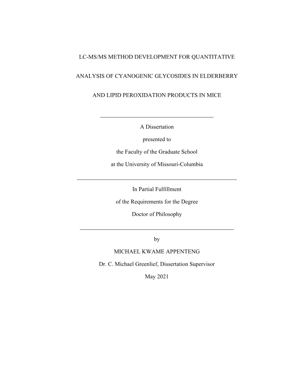 LC-MS/MS Method Development for Quantitative Analysis of Cyanogenic