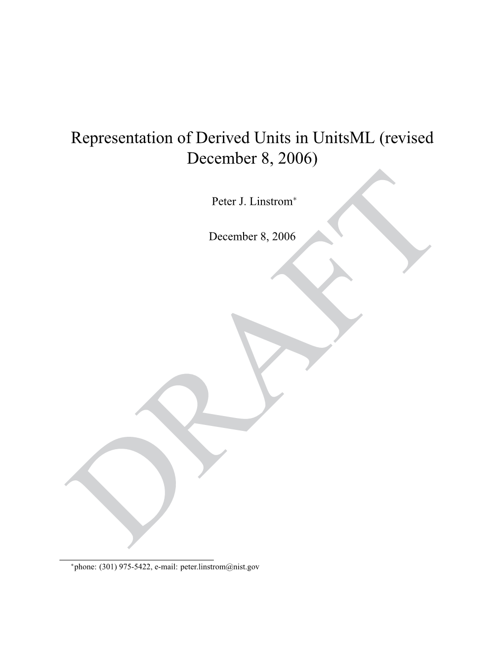 Representation of Derived Units in Unitsml (Revised December 8, 2006)