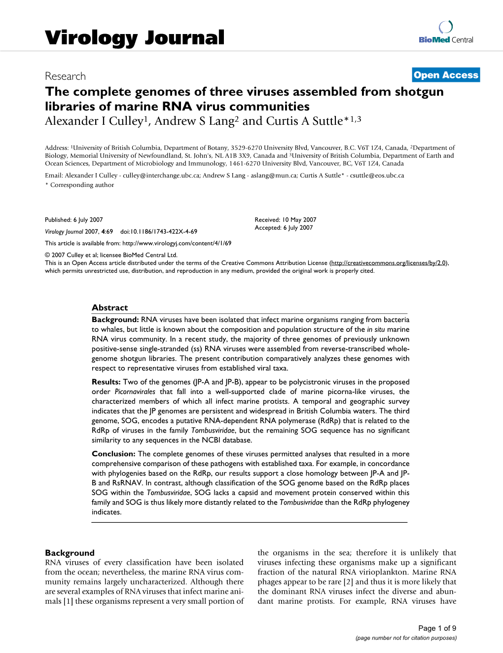 Virology Journal Biomed Central