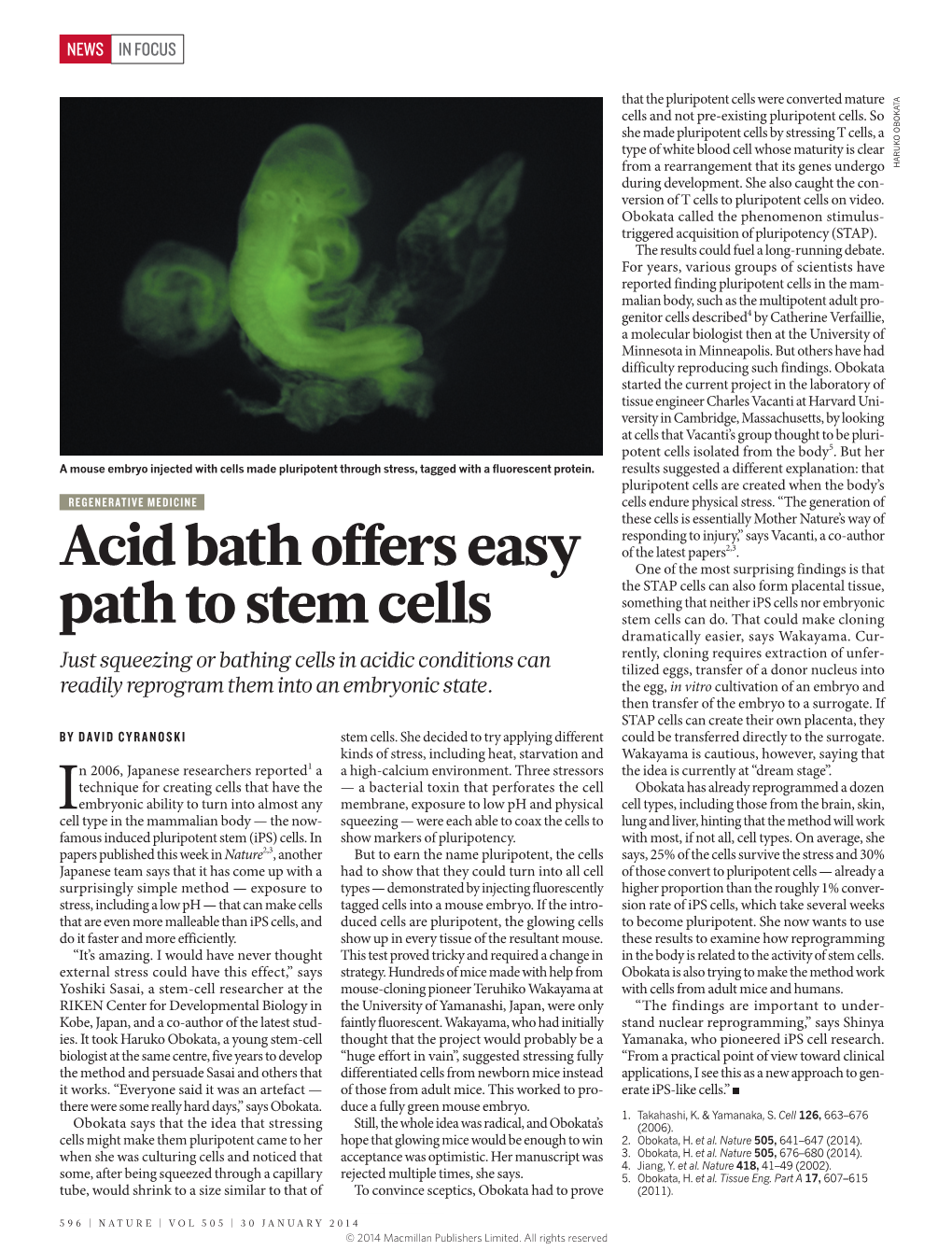 Acid Bath Offers Easy Path to Stem Cells