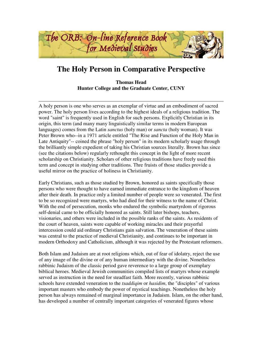 The Holy Person in Comparative Perspective