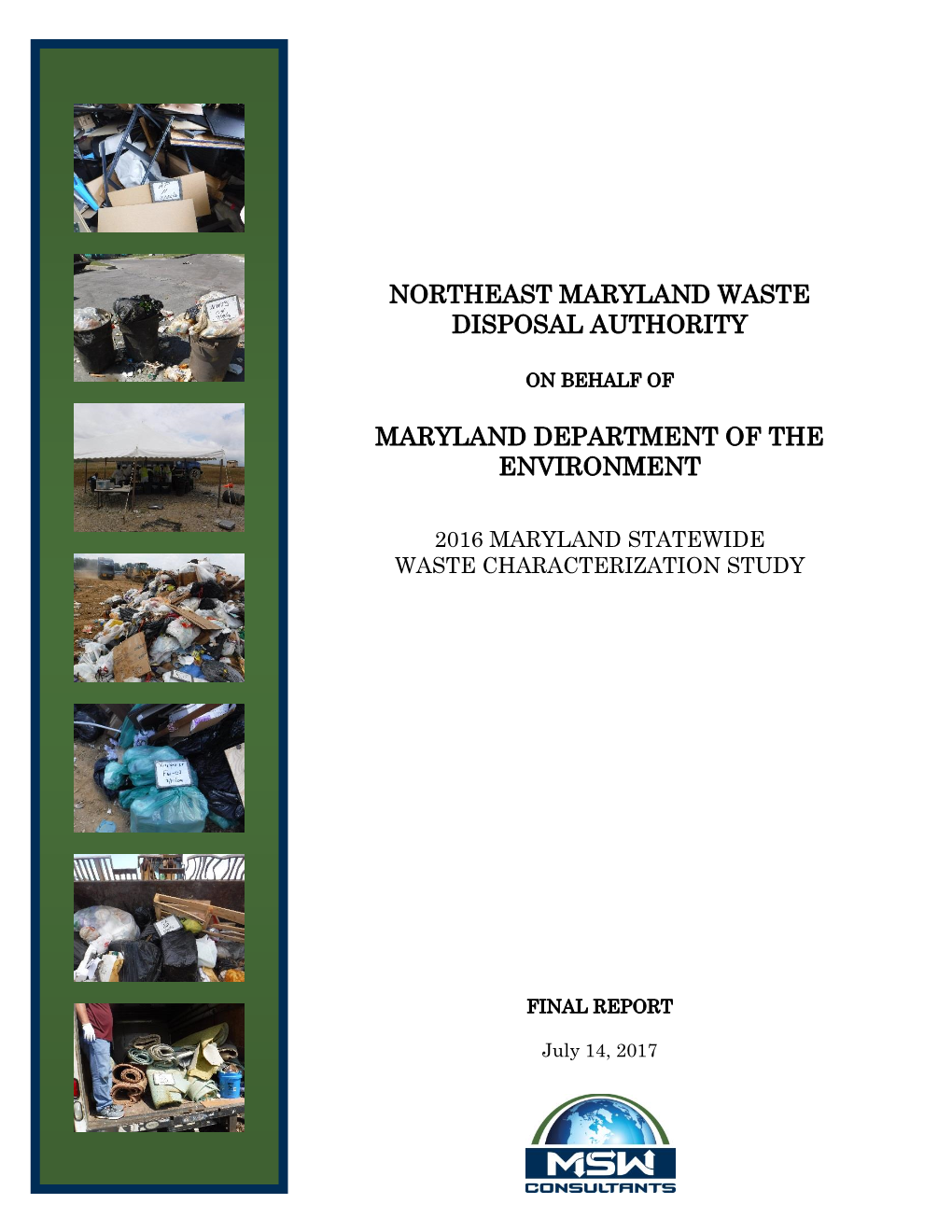 2016 Maryland Statewide Waste Characterization Study