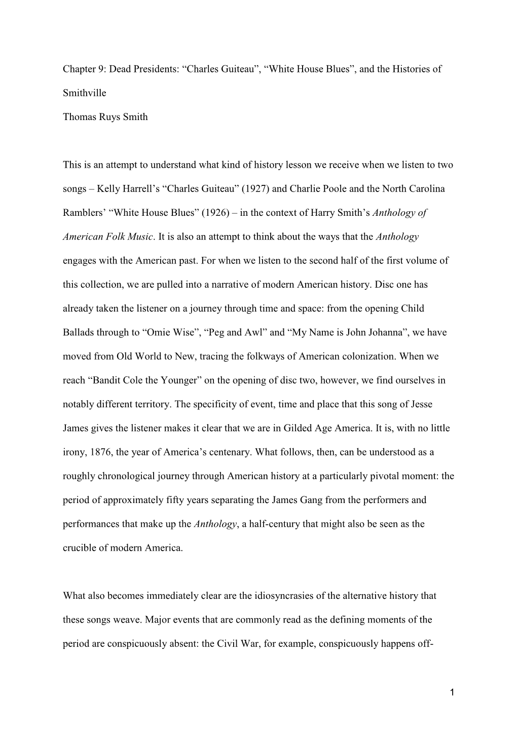 Chapter 9: Dead Presidents: “Charles Guiteau”, “White House Blues”, and the Histories Of