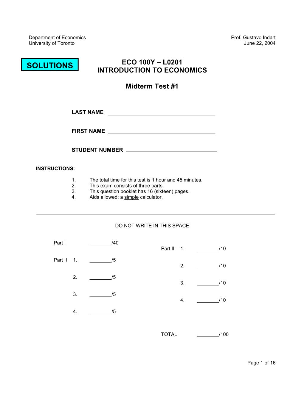 Solution to Test 1