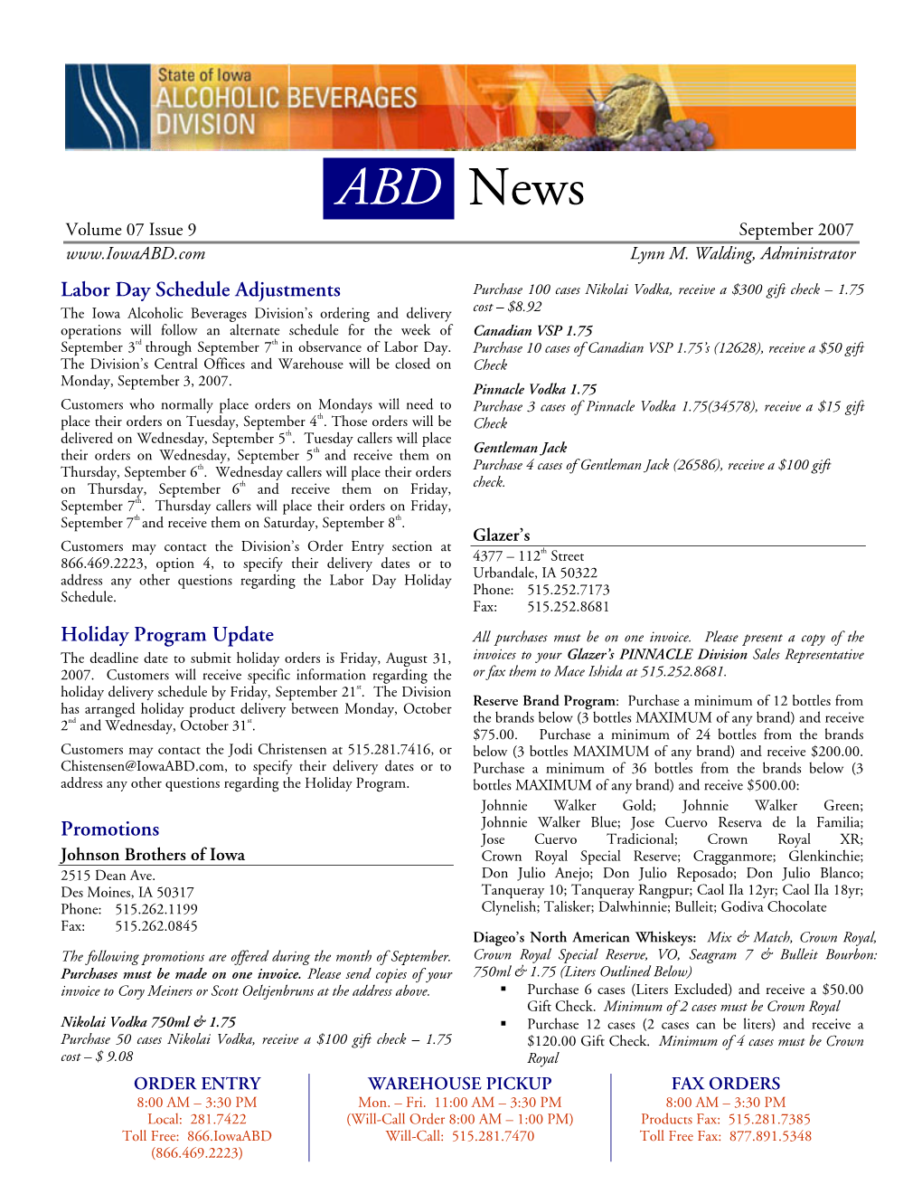 ABD News Volume 07 Issue 9 September 2007 Lynn M