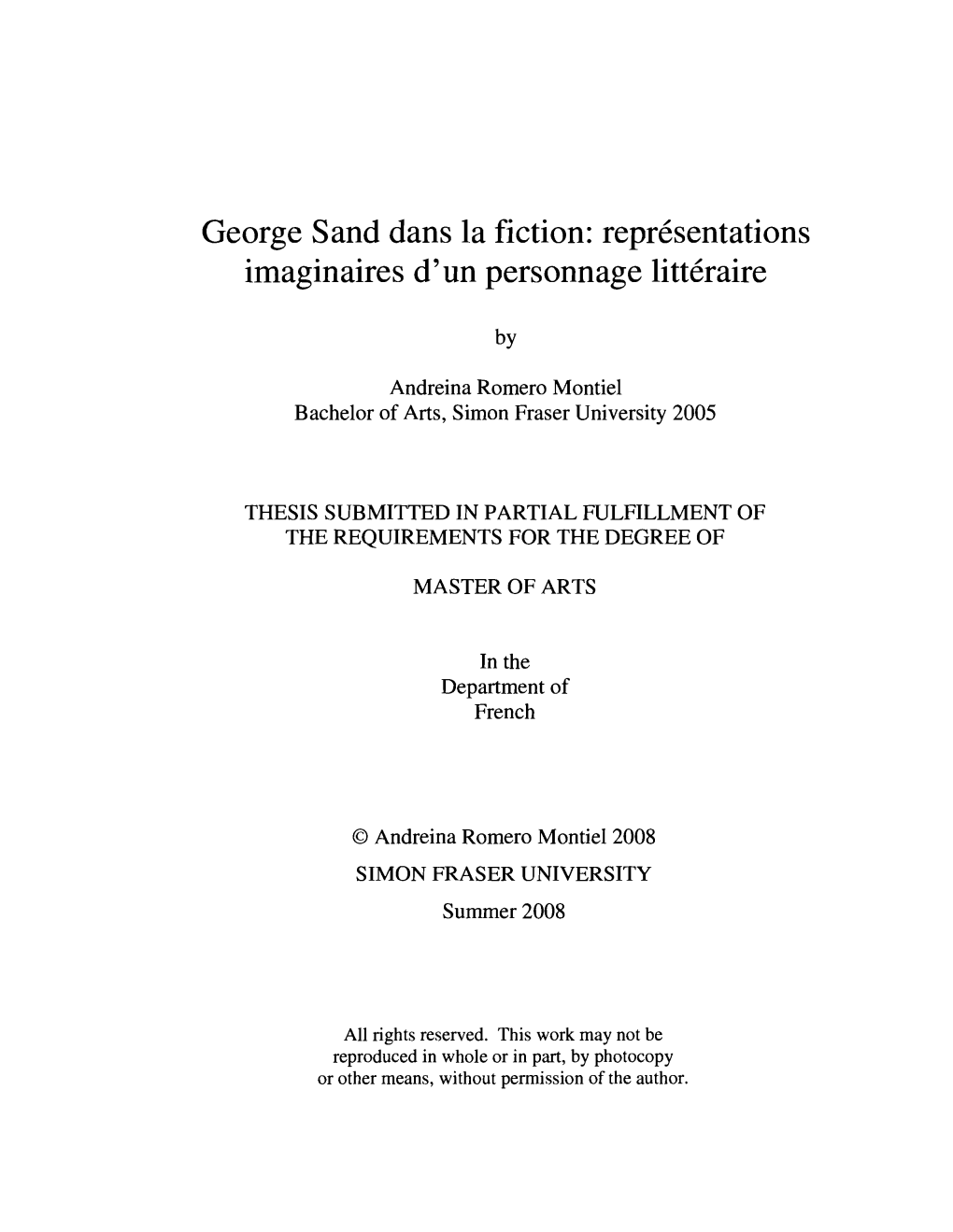 George Sand Dans La Fiction: Représentations Imaginaires D'un Personnage Littéraire