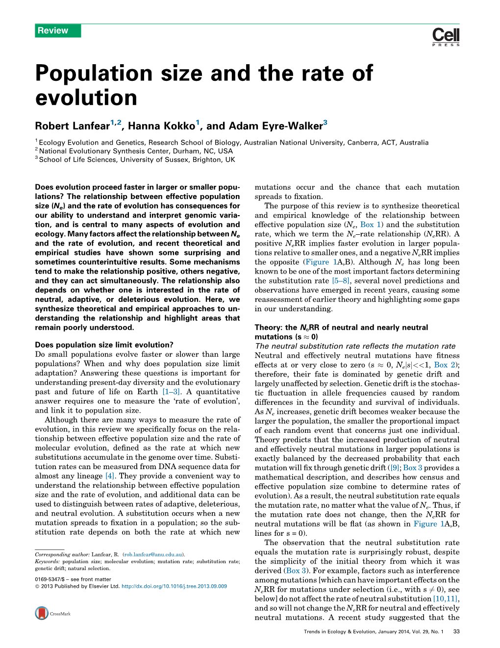 Population Size and the Rate of Evolution