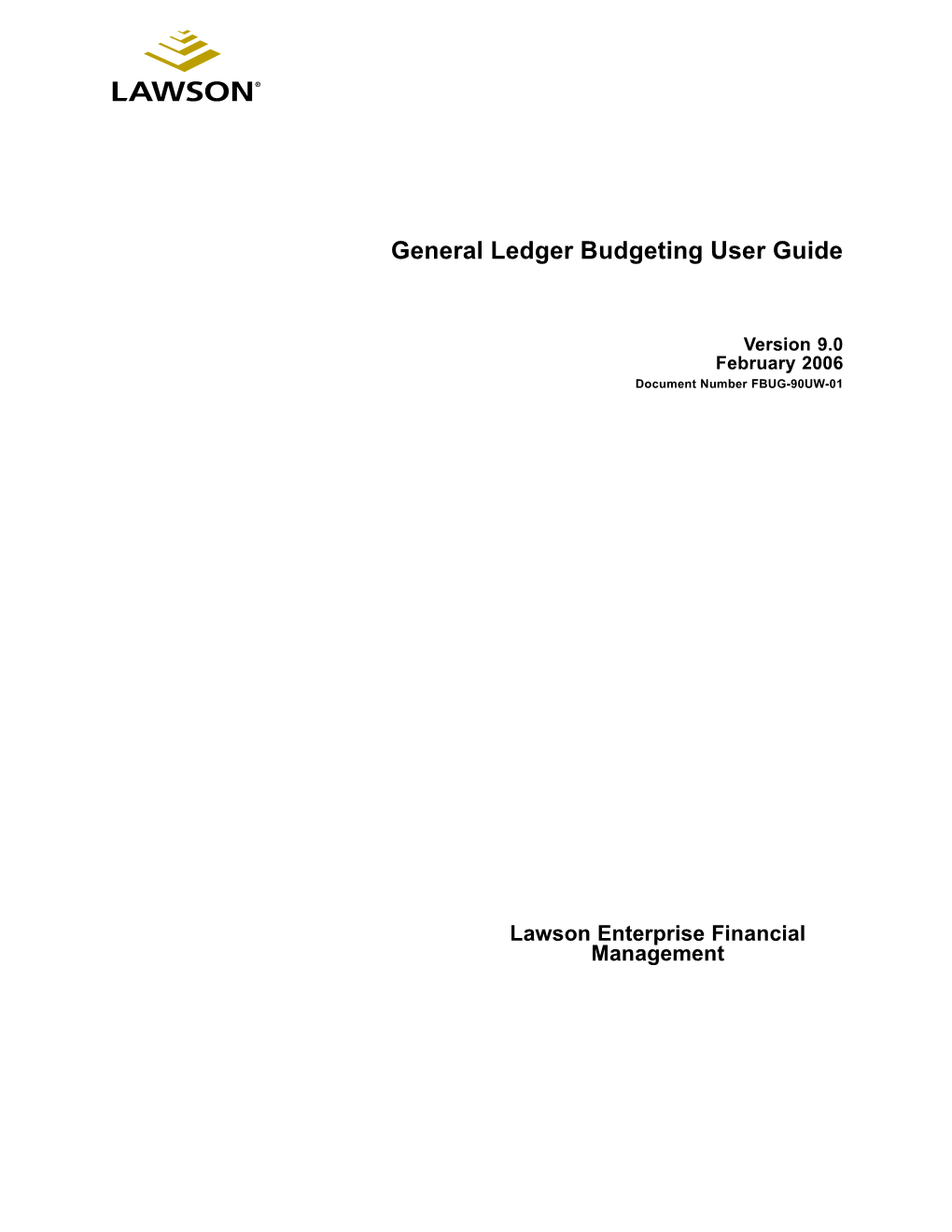 General Ledger Budgeting User Guide